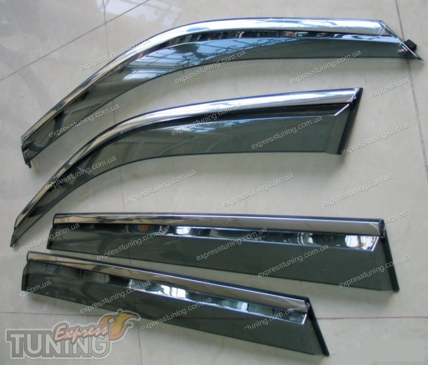 Ветровики на окна Шевроле Каптива с хром молдингом - Купить ветровики