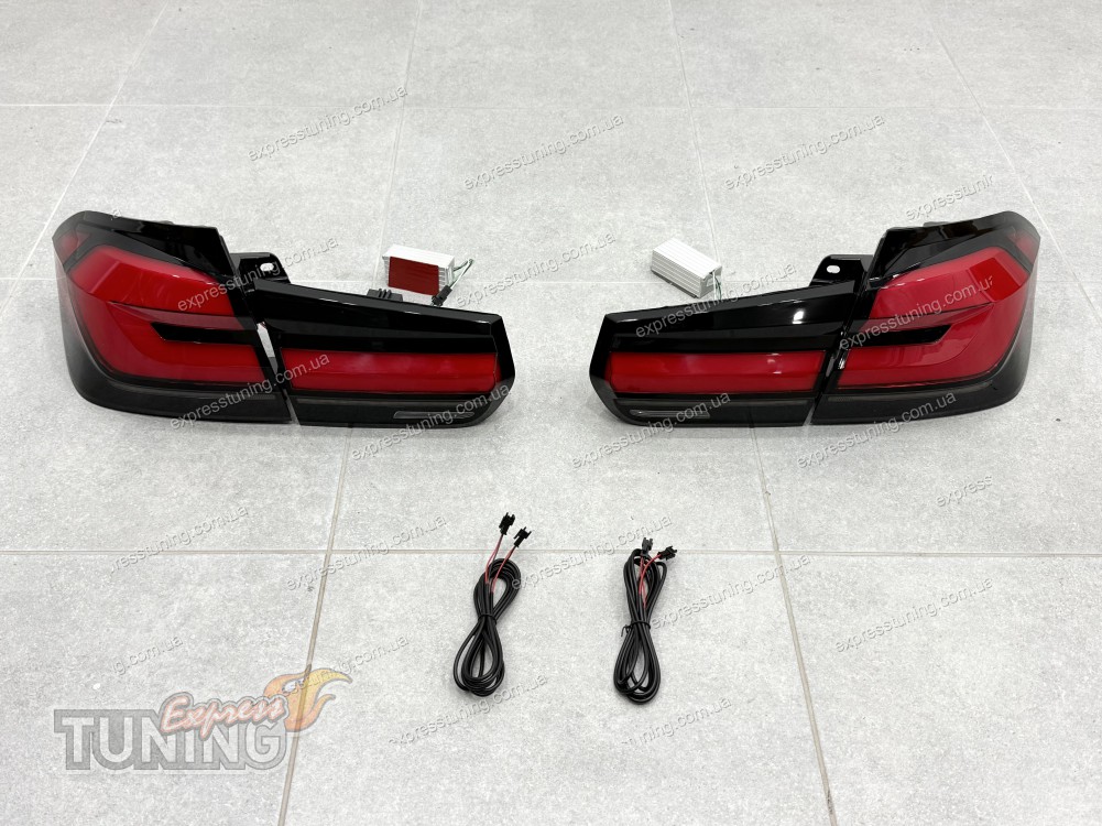 Задние Led стопы Bmw 3 F30 12-18 в стиле G30 красные комплект 2шт
