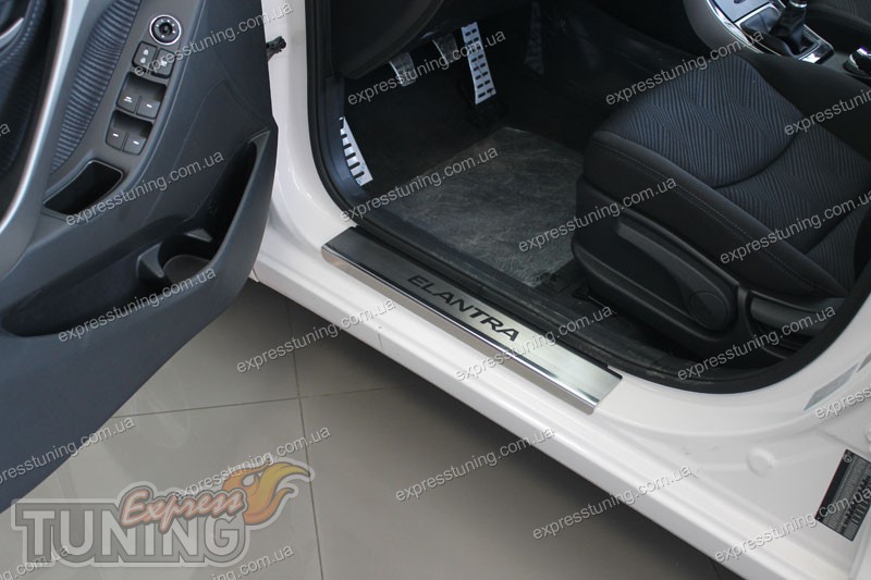 Накладки на пороги Хендай Элантра 5 (защитные накладки Hyundai Elantra ...