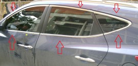 Хромированная окантовка стекол Hyundai ix35 полный комплект