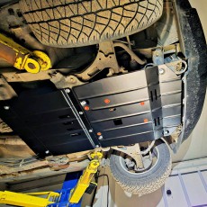 Защита картера двигателя на Suzuki Grand Vitara 2 под мотор и коробку 2 части 2005-2014