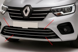 Хром накладки на решетку бампера Renault Kangoo 3 комплект 3шт нержавейка