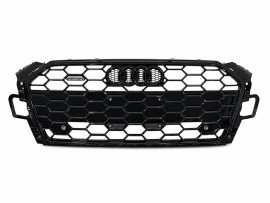 Решетка радиатора Audi A5 2 B9 2020-2025 черная S-Line с лого quattro