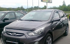 SIM Мухобойка капота Хендай Акцент 4 длинная (дефлектор на капот Hyundai Accent 4 увеличенная)