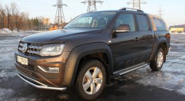 Пороги Фольксваген Амарок стиль Almond серые