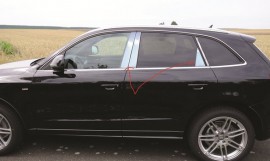 Хромированные молдинги дверных стоек Ауди Q5 (хром молдинги на стойки Audi Q5)