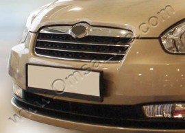 Хром накладки на решітку радіатора Хендай Акцент 3 (хромовані накладки на решітку радіатора Hyundai Accent 3)