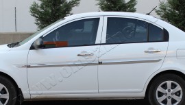 Хромовані молдинги дверей Хендай Акцент 3 (хром накладки на двері Hyundai Accent 3)