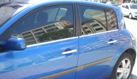 Хромовані молдинги скла Рено Меган 2 (хром нижні молдинги скла Renault Megane 2)