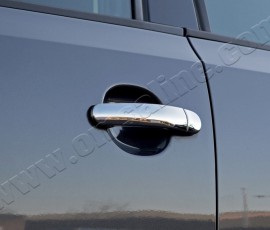 Хром накладки на ручки Volkswagen Polo 5 HB 3-дверный (хромированные накладки на дверные ручки Фольксваген Поло 5)