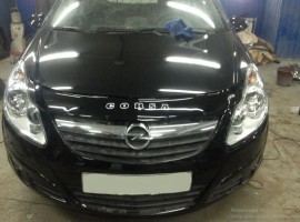 VIP Tuning Дефлектор капота Опель Корса Д (мухобойка на капот Opel Corsa D)