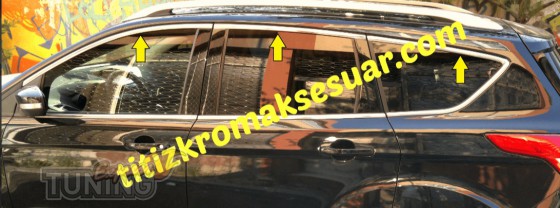 Хромированные верхние молдинги стекол Форд Куга 1