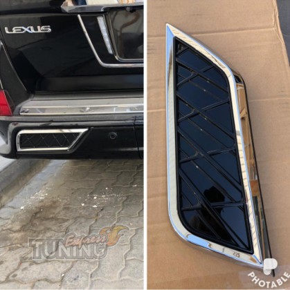 Хром накладки на вторец заднего бампера Lexus LX570 с 2016 года