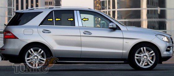 Хром молдинги дверных стоек Mercedes ML-class W166
