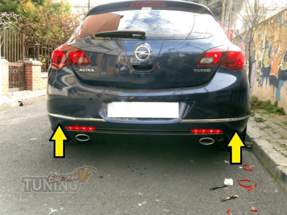 Хром накладки на торец бампера Opel Astra J
