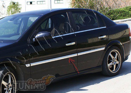 Хромированные молдинги дверей Opel Vectra C