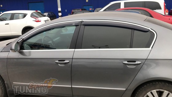 Дефлекторы окон с хромом Volkswagen Passat B6