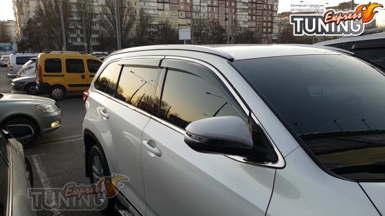Ветровики с хромом на Toyota Highlander 3 полный комплект