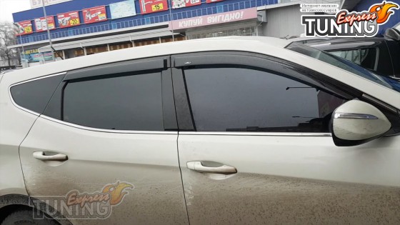 Дефлекторы окон на Hyundai Santa Fe 3 DM полный комплект