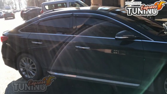 Ветровики на окна с хромом Hyundai Sonata 7 LF
