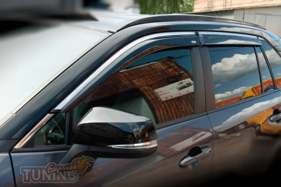 Ветровики с хромом Toyota RAv 4 5 комплект 4шт