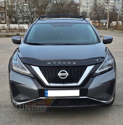 Дефлектор капота Nissan Murano Z52 2014-2024 черный на клипсах