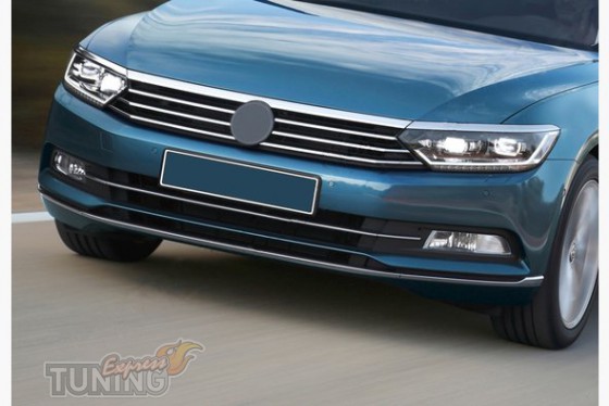 Omsa Line Хром накладки на передний бампер Volkswagen Passat B8 дорестайл - Картинка 1