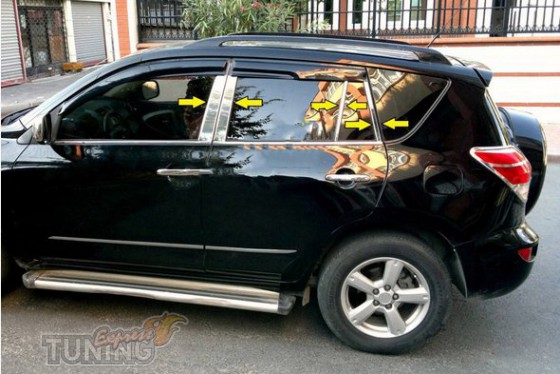 Omsa Line Хром молдинги дверных стоек Toyota Rav 4 3  - Картинка 1