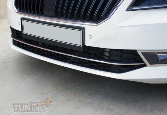 Omsa Line Хромовані накладки переднього бампера Skoda Superb 3 - Заображення 1