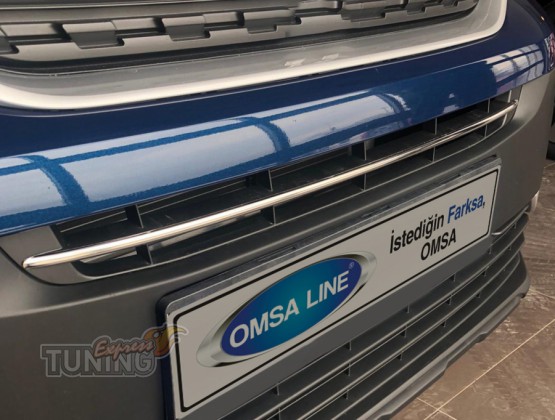 Omsa Line Хром накладка на передній бампер Peugeot Rifter - Заображення 1