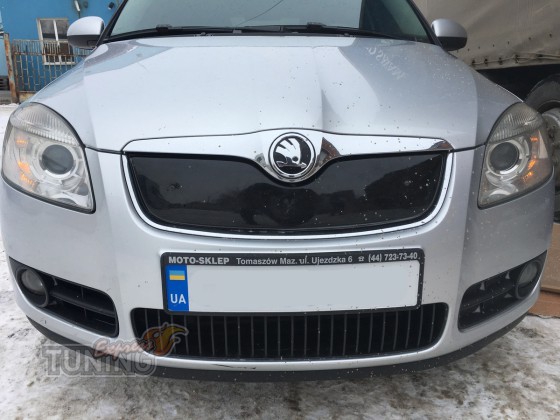 Зимняя накладка на решетку Skoda Roomster дорестайл фото