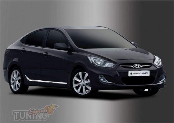 Хромированные молдинги дверей Hyundai Accent 4 фото
