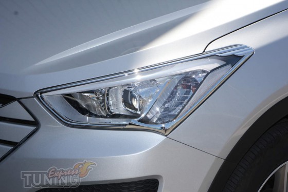 Хром накладки передних фар Hyundai Santa Fe 3 поколения