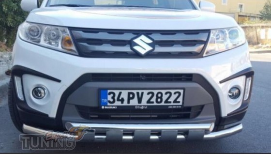 Защита на передний бампер Suzuki Vitara 4 дизайн Shark