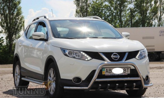 Кенгурятник Nissan Qashqai 2 J11 с дугами на бампер