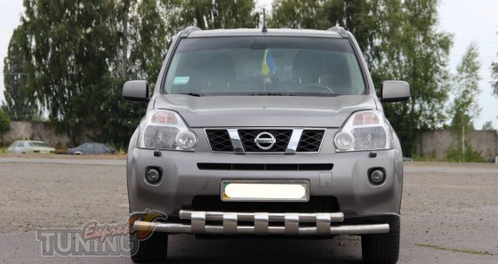 Двойная дуга переднего бампера Nissan X-Trail T31 дизайн Shark
