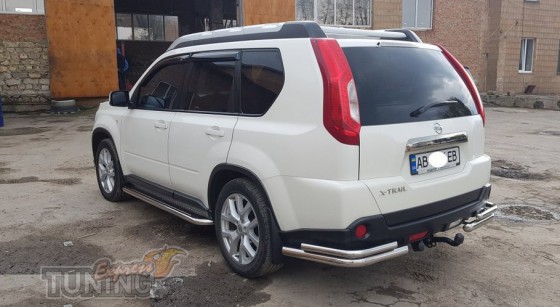 Защитные уголки заднего бампра Nissan X-Trail T31 двойные
