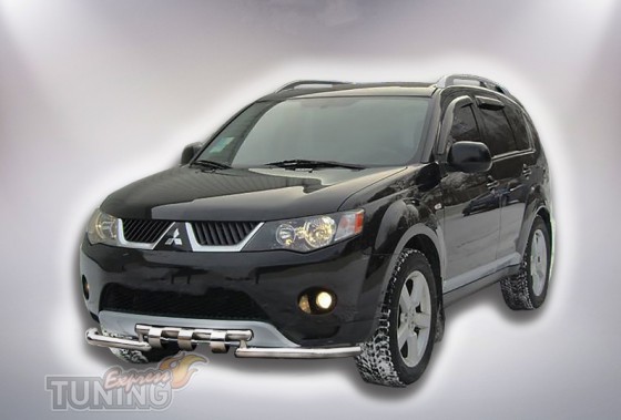 Двойная дуга переднего бампера Mitsubishi Outlander 2 XL дизайн 