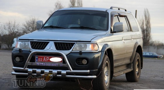 Защита переднего бампера Mitsubishi Pajero Sport 1 дизайн Shark