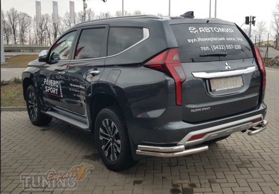 Двойные уголки заднего бампра Mitsubishi Pajero Sport с 2020- го