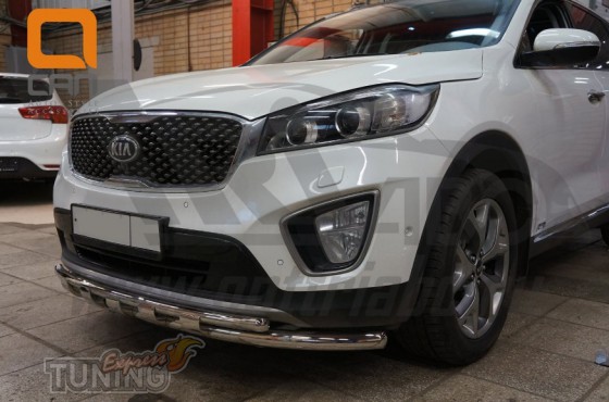 Двойная дуга переднего бампера Kia Sorento 3 UM стиль Shark