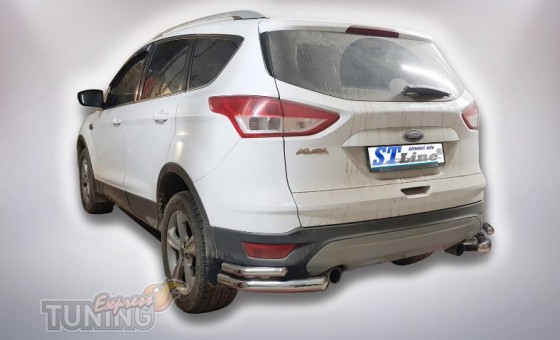 Защитные уголки заднего бампра Форд Куга 2 двойные