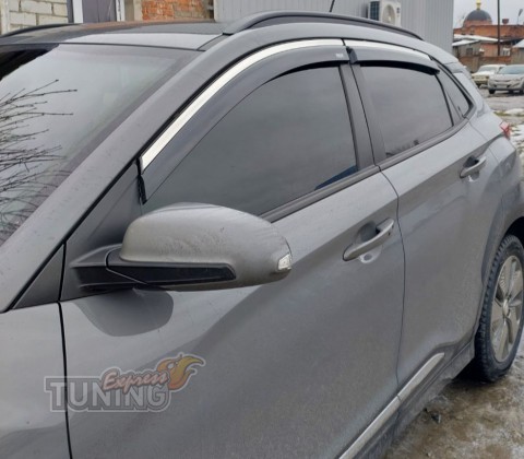 Ветровики окон hyundai Kona с молдингом