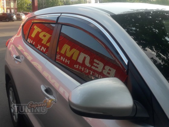 Ветровики окон Hyundai Tucson 3 TL с хром молдингами