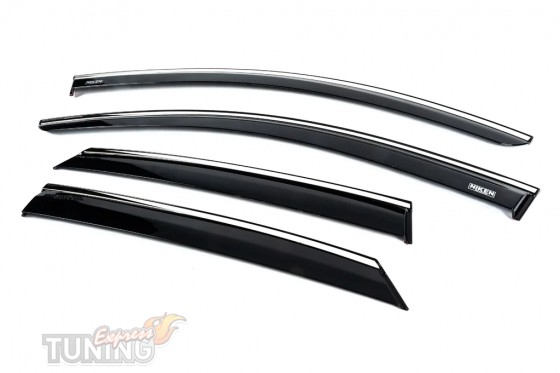 Ветровики окон Opel Corsa F комплект 4шт с хромом