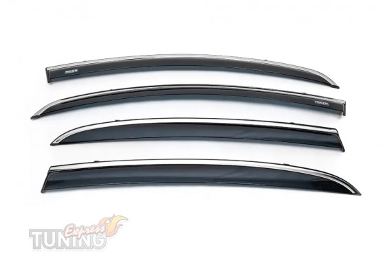 Ветровики с хромом Opel Corsa D хэтчбек 4шт