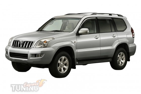 Боковые дефлекторы для Toyota Prado 120 с хромом