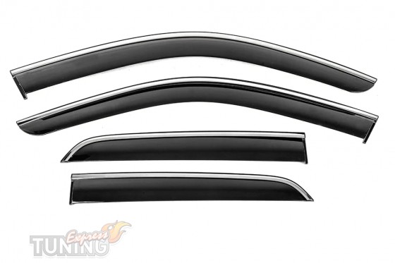 Ветровики на окна Mercedes ML W166  с хром молдингами