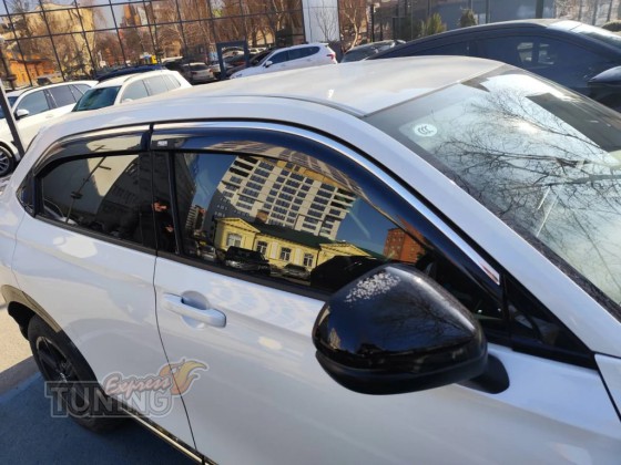 Ветровики окон Honda HR-V 3 поколения с хромом