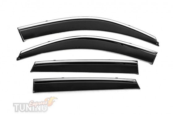 Ветровики на окна Hyundai Tucson 1 JM с хромом